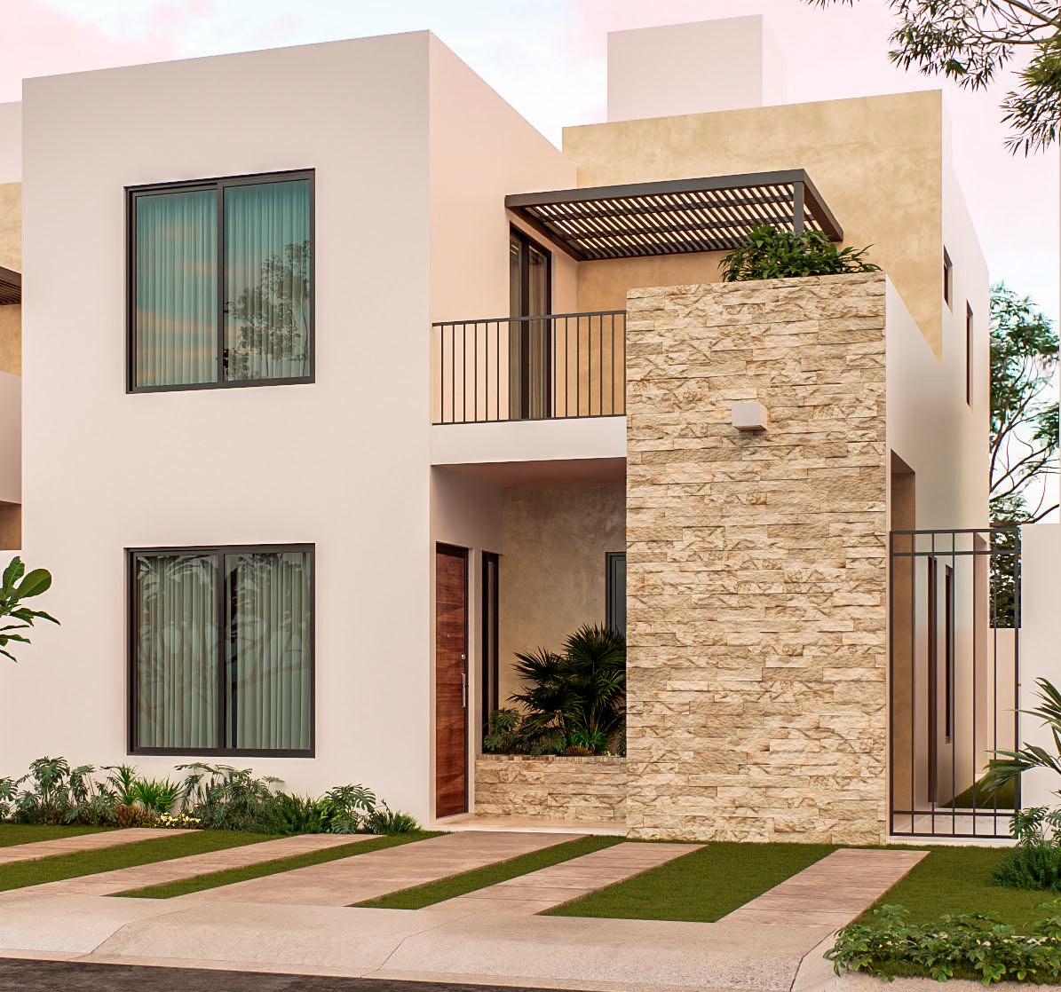 Fachada de una casa de La Ciudadela en Cancún